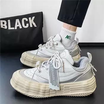 Стиль Гонконга нишевый дизайн толстая подошва обувь ins тренд весна и осень новые спортивные и досуговые молодежные белые туфли мужская обувь 39