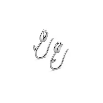 Стиль Гонконга Ретро Глянцевый Тюльпан Цветок Серьги Крючок Ниша Темперамент Ins Милое Украшение Для Ушей