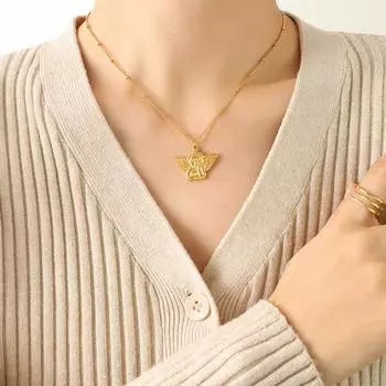 Стиль хип-хоп трендовое ожерелье с подвеской в виде ангела женская индивидуальность универсальная нишевая цепочка на ключицу из титановой стали 18-каратного золота