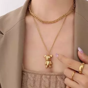 Стиль хип-хоп универсален и не теряет актуальности. Комплект украшений из титанового стального кольца, браслета, ожерелья, позолоченные украшения.