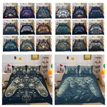 Постельное белье в игровом стиле, комплект постельного белья для мальчиков, комплект постельного белья для дома, наволочка из полиэстера, мужской комплект постельного белья размера «king size» класса люкс UK Single 135x200cm