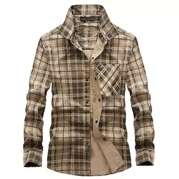 Стиль инструмента осень новый мужской клетчатый рубашка с длинными рукавами модный дюймовый топ мужской бархат армейский зеленый M