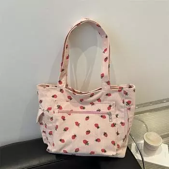 Стиль колледжа 2024 года, осень, новая портативная большая вместительная эстетичная простая модная сумка-тоут, повседневная индивидуальная сумка через плечо чёрный