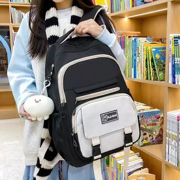 Стиль колледжа для учеников младших классов средней школы, большой вместительный школьный рюкзак для женщин, рюкзак для путешествий с компьютером синий