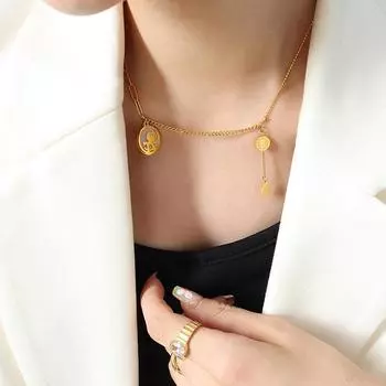 Стиль Мультяшный Личность Мода Ниша Дизайн Чувство Бахрома Круглый Бренд Инкрустированный Цвет Ракушка Подвеска Счастливое Ожерелье