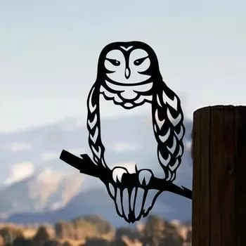 Стильная 1 шт. Металлическая сова для двора - деревенский декор для дома и сада. Элегантный предмет для заднего двора и патио, подчеркивающий красоту окружающего пространства. чёрный