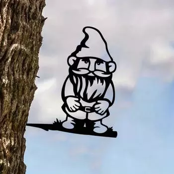 Стильная 1 шт. Металлический гном, очаровательная милая садовая фигурка, деревенский декор для наружного домашнего сада, модный подарок на новоселье чёрный