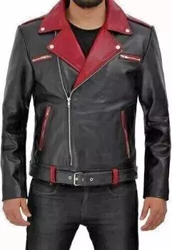 Стильная байкерская мотоциклетная куртка из натуральной кожи ягненка ручной работы ЧЕРНОГО цвета для мужчин XS чёрный