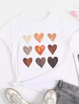 Стильная белая футболка с круглым вырезом и коротким рукавом для женщин с минималистичным дизайном S