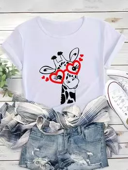 Стильная белая футболка с круглым вырезом и коротким рукавом для женщин с минималистичным дизайном S