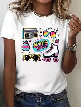 Стильная белая женская футболка с персонализированным принтом S