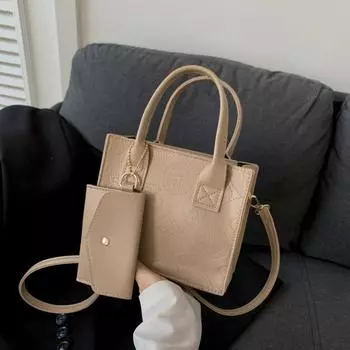 Стильная большая вместительная сумка женская корейская версия простая вмятина фетровая легкая сумка из двух частей сумка чёрный