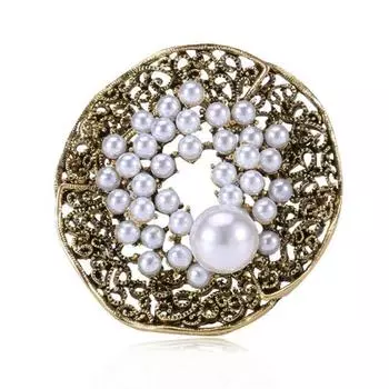 Стильная брошь с полым жемчугом Брошь серебряный