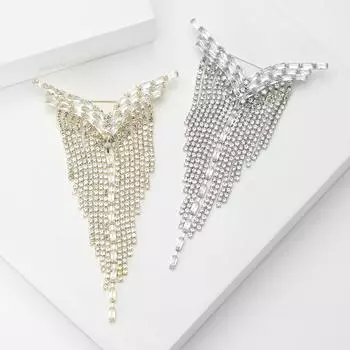 Стильная брошь со стразами в виде Y-цепочки, элегантная женская брошь-булавка для одежды, аксессуары для подарков