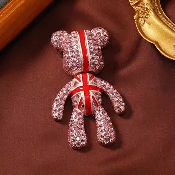 Стильная брошь в виде плюшевого мишки, полная бриллиантов, булавка в виде медведя, темпераментный элегантный блейзер с аксессуарами