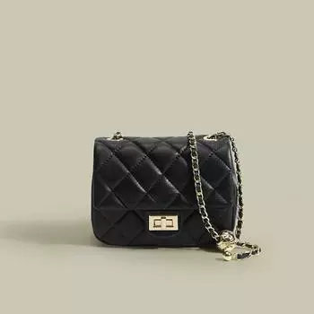 Стильная черная сумка с бриллиантовой цепочкой, женская сумка на одно плечо подмышкой, сумка через плечо с узором в стиле Сяосян, маленькая квадратная сумка 18*7*14cm чёрный