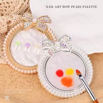 Стильная цветная пластина для ногтей с прекрасным бантом, маникюрный инструмент, декоративный серебряный