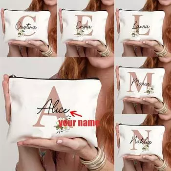 Стильная цветочная косметичка с алфавитом для подружек невесты и путешественниц A