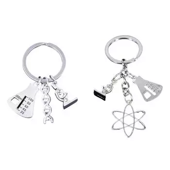 Стильная фляга из сплава и брелок-подвеска в виде микроскопа, портативный аксессуар для учителей, исследователей и любителей науки 6052