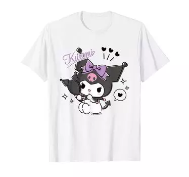 Стильная футболка Kuromi в клетку светлых тонов белый