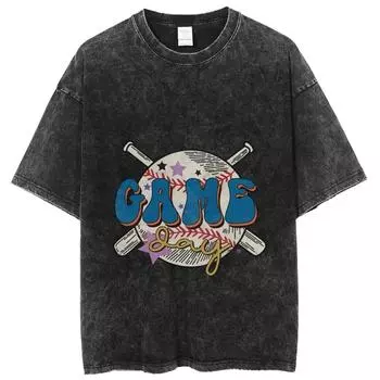 Стильная футболка с эффектом стирки в стиле Y2K, с коротким рукавом, американская графическая трендовая футболка для женщин и мужчин, заморский хлопок S