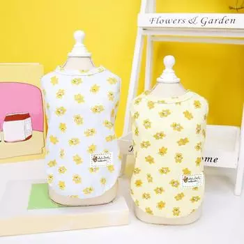 Стильная футболка с круглым вырезом и ярким рисунком для питомца, жилет для собаки с рисунком медведя из мультфильма, пуловер, принадлежности M светло-синий