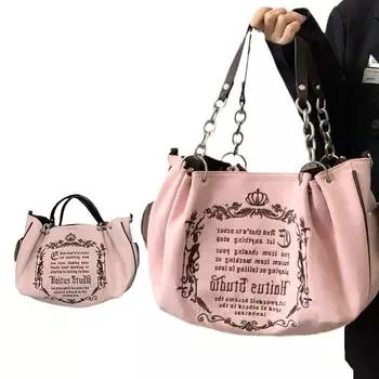 Стильная готическая сумка-тоут с цепочкой, модные сумки через плечо, сумка через подмышку для женщин и девочек коричневый