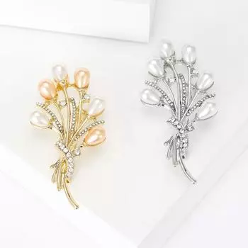 Стильная и элегантная брошь-букет из пресноводного жемчуга для простого костюма, брошь-булавка в виде чонсама, аксессуары