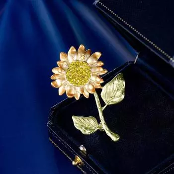 Стильная и элегантная брошь-подсолнух креативная эмалевая картина маслом тренчкот украшение булавка свитер кардиган аксессуары золотой