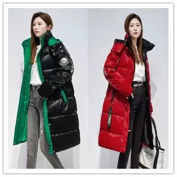Стильная и красочная нестираемая пуховая хлопчатобумажная куртка женская в новом стиле хлопковое пальто средней длины верхняя одежда, модная теплая модная морозостойкая одежда M чёрный