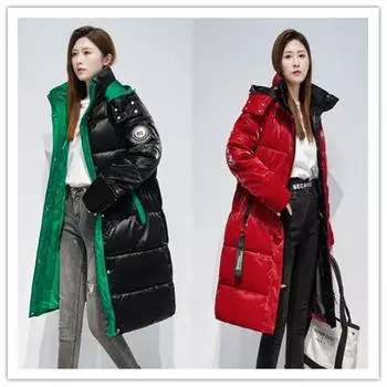 Стильная и красочная нестираемая пуховая хлопчатобумажная куртка женская в новом стиле хлопковое пальто средней длины верхняя одежда, модная теплая модная морозостойкая одежда M чёрный