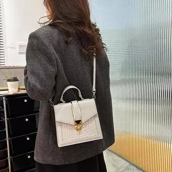 Стильная и простая сумка 2024 года, зимняя новая маленькая квадратная сумка, нишевая трендовая сумка-мессенджер, повседневная персонализированная сумка через плечо чёрный