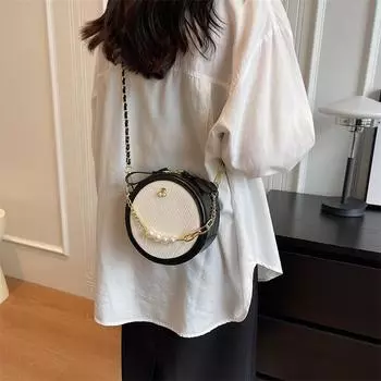 Стильная и простая сумка через плечо, простая и модная повседневная сумка-мессенджер 2024 года, новая версия, повседневная маленькая круглая сумка чёрный