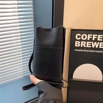 Стильная и простая сумка для мобильного телефона, простая и модная сумка через плечо, корейская версия новой повседневной сумки-мессенджера для девочек, симпатичная мини-сумка чёрный