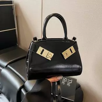 Стильная и простая сумочка, новая женская сумка через плечо, универсальная сумка для работы и поездок чёрный