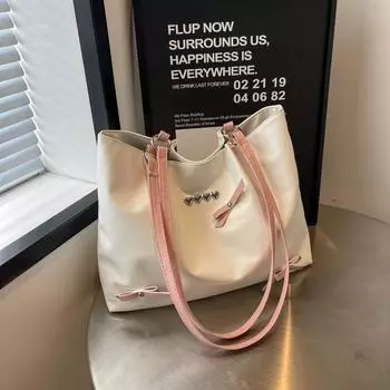 Стильная и простая вместительная сумка-тоут 2024 года, новая повседневная трендовая сумка через подмышку, ретро-сумка через плечо для поездок на работу чёрный