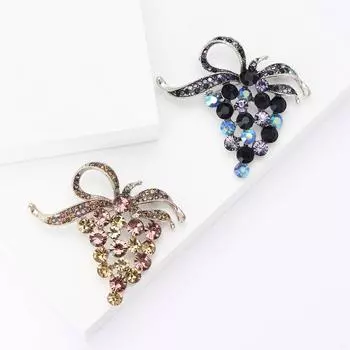 Стильная и свежая брошь из сплава со стразами в виде винограда, изысканная и универсальная женская брошь для кардигана, корсажа, ювелирное украшение