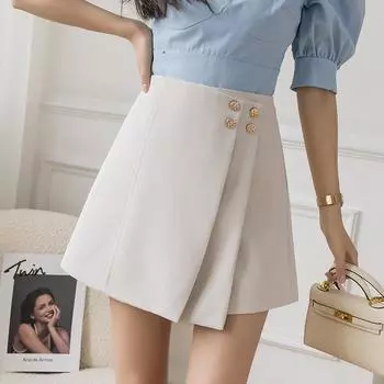 Стильная и удобная юбка-шорты А-силуэта на пуговицах для женщин M чёрный