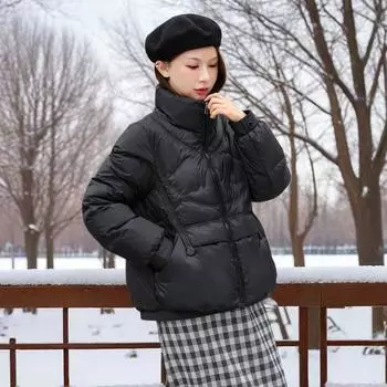 Стильная и утягивающая куртка из хлопкового пуха для миниатюрных женщин, легкая и теплая, воротник-стойка M красный