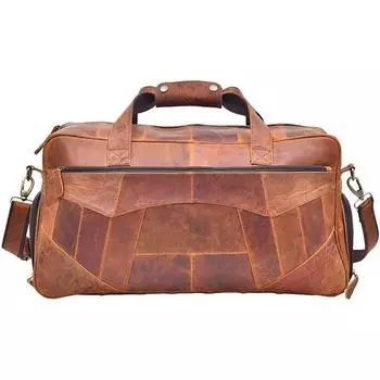 Стильная и вместительная мужская сумка-дождевик Crazy Weekend из натуральной кожи | Изготовлена вручную с использованием уникальной дизайнерской пэчворк-техники 20 inch