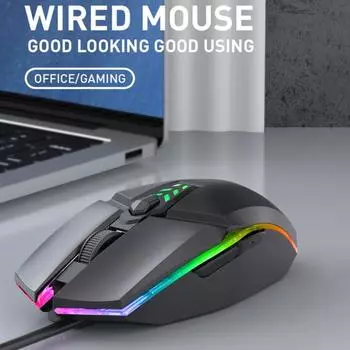 Стильная игровая мышь, удобный приемник Plug Play с удобным щелчком чёрный