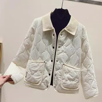 Стильная короткая куртка с хлопковой подкладкой для студентов в студенческом стиле с эффектом похудения M