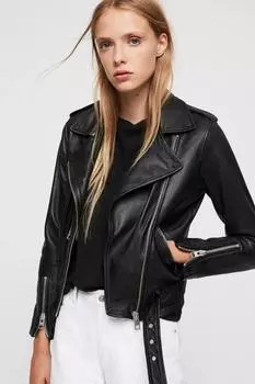 Стильная кожаная черная женская повседневная велосипедная куртка ручной работы на молнии из натуральной овечьей кожи XS чёрный