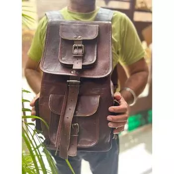 Стильная кожаная сумка-рюкзак премиум-класса кофейного цвета с верхней ручкой 16 * 9 * 7 Inches