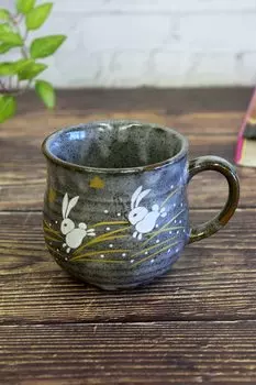 Стильная кружка Kutani, летающая, на 60-летие, в стиле Kishou, подарок на день рождения, кролик, празднование, праздник, празднование, подарок, серый