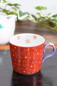 Стильная кружка Kutani Ware в красной обертке на 60-летие Kishou, подарок на день рождения, цветы, празднование, праздник, подарок, фиолетовый