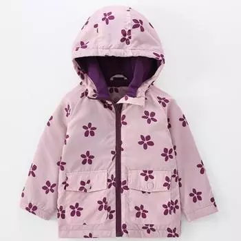 Стильная куртка с капюшоном на флисовой подкладке для девочек, осенне-весенняя модная детская одежда, топ, новинка 2024 года 90 детские розовый