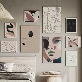 Стильная линия бровей, абстрактное лицо девушки, тело, цветок, минимализм, декор для гостиной, холст, живопись, постеры и принты, настенная художественная картина A4 21X30cm No Framed