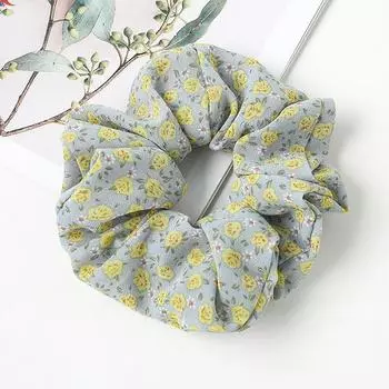 Стильная маленькая свежая повязка для волос с цветочным принтом для толстой кишки, повязка на голову для милых девочек, круглая повязка на голову с конским хвостом