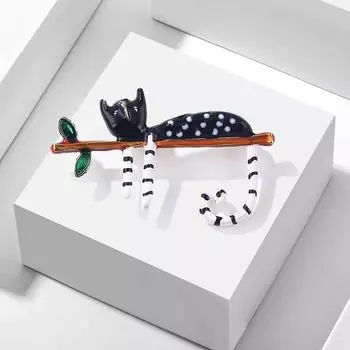 Стильная Милая Ленивая Пятнистая Кошка Животное Сплав Брошь Капля Масла Мультфильм Значок Аксессуары